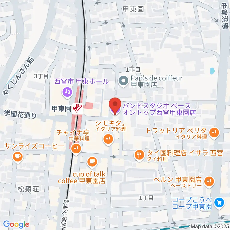 BASS ON TOP 甲東園店周辺のホテル一覧地図