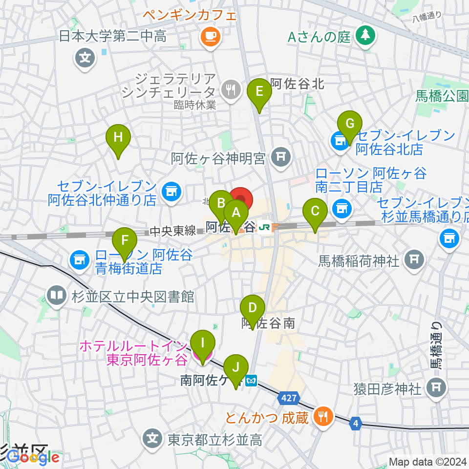 阿佐ヶ谷Yellow Vision周辺のホテル一覧地図