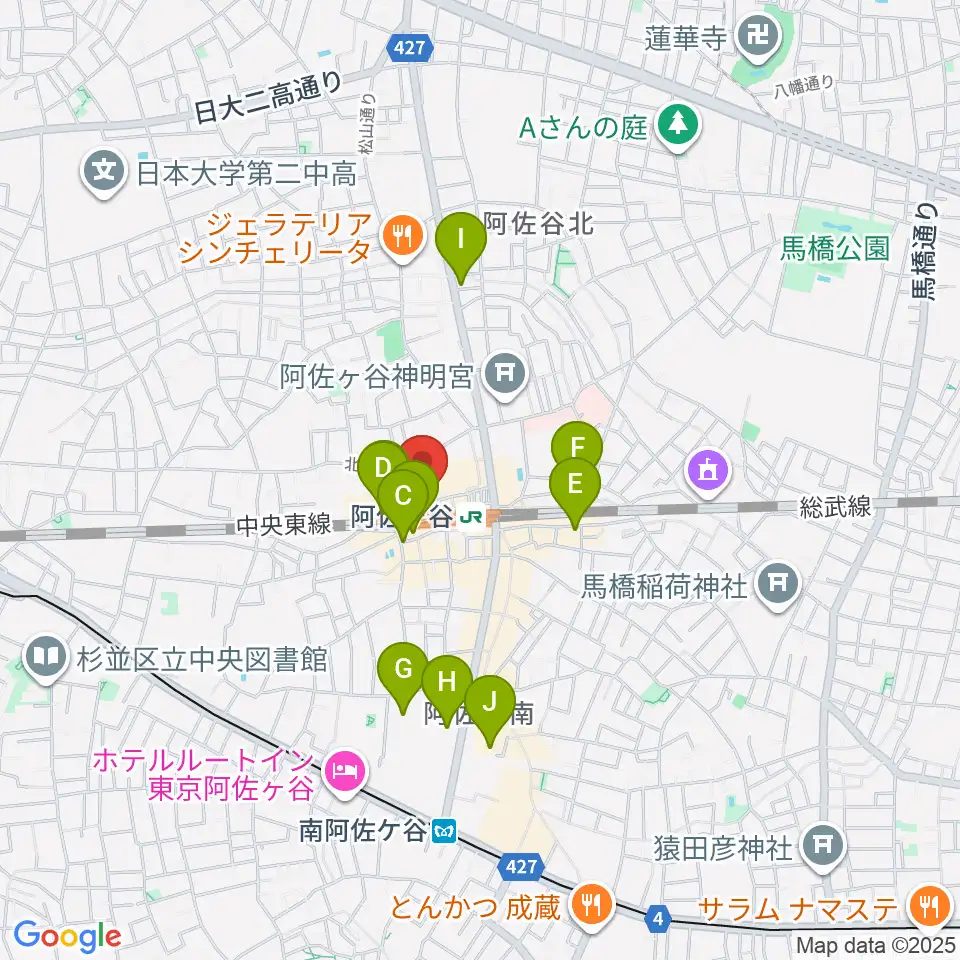 阿佐ヶ谷Yellow Vision周辺のホテル一覧地図