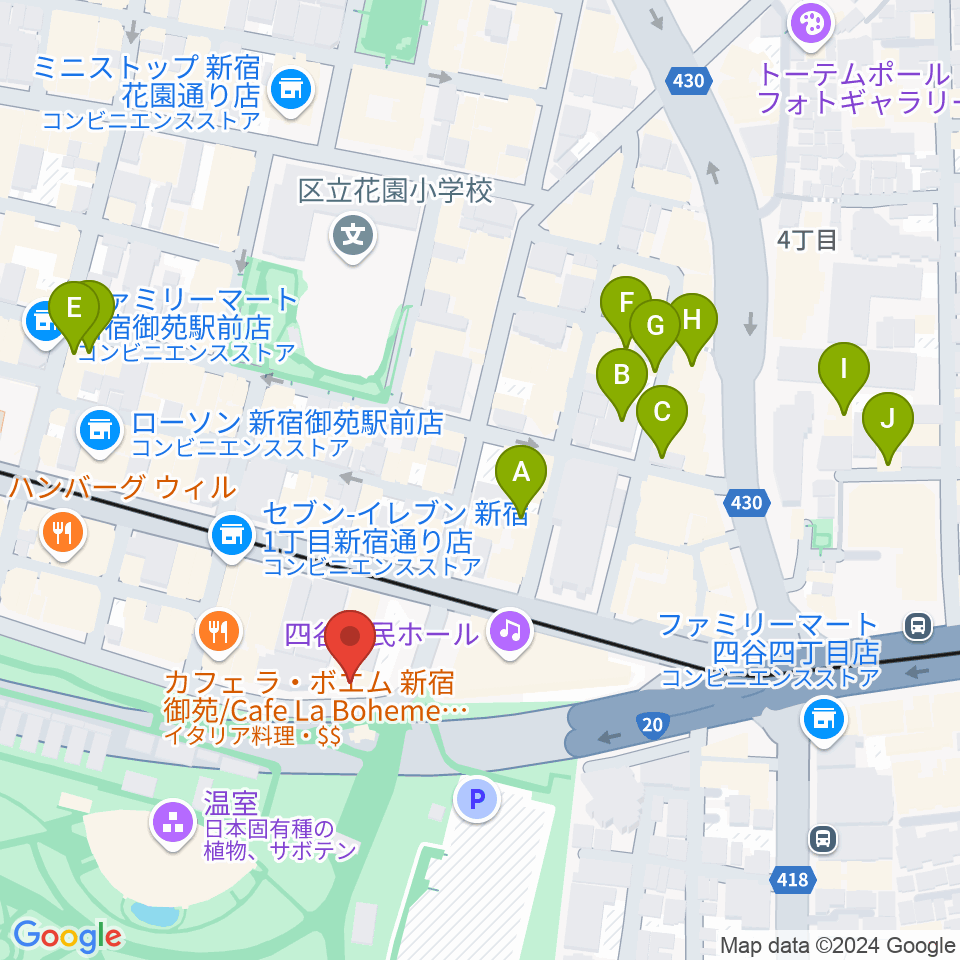 マエストローラ音楽院周辺のホテル一覧地図