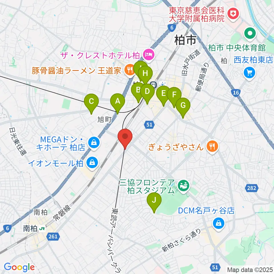 柏サンブアップ周辺のホテル一覧地図