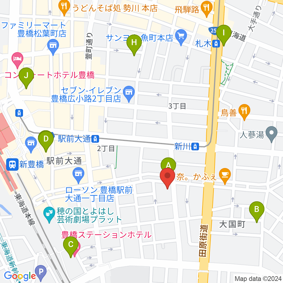 ハヤシ楽器リハーサルスタジオ周辺のホテル一覧地図
