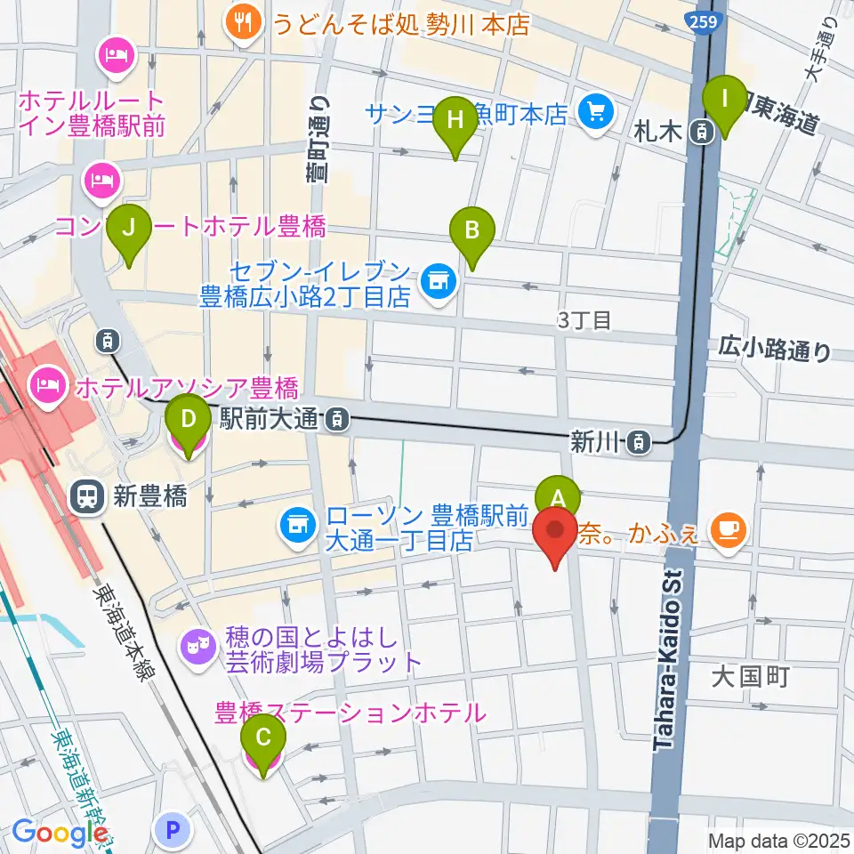 ハヤシ楽器リハーサルスタジオ周辺のホテル一覧地図