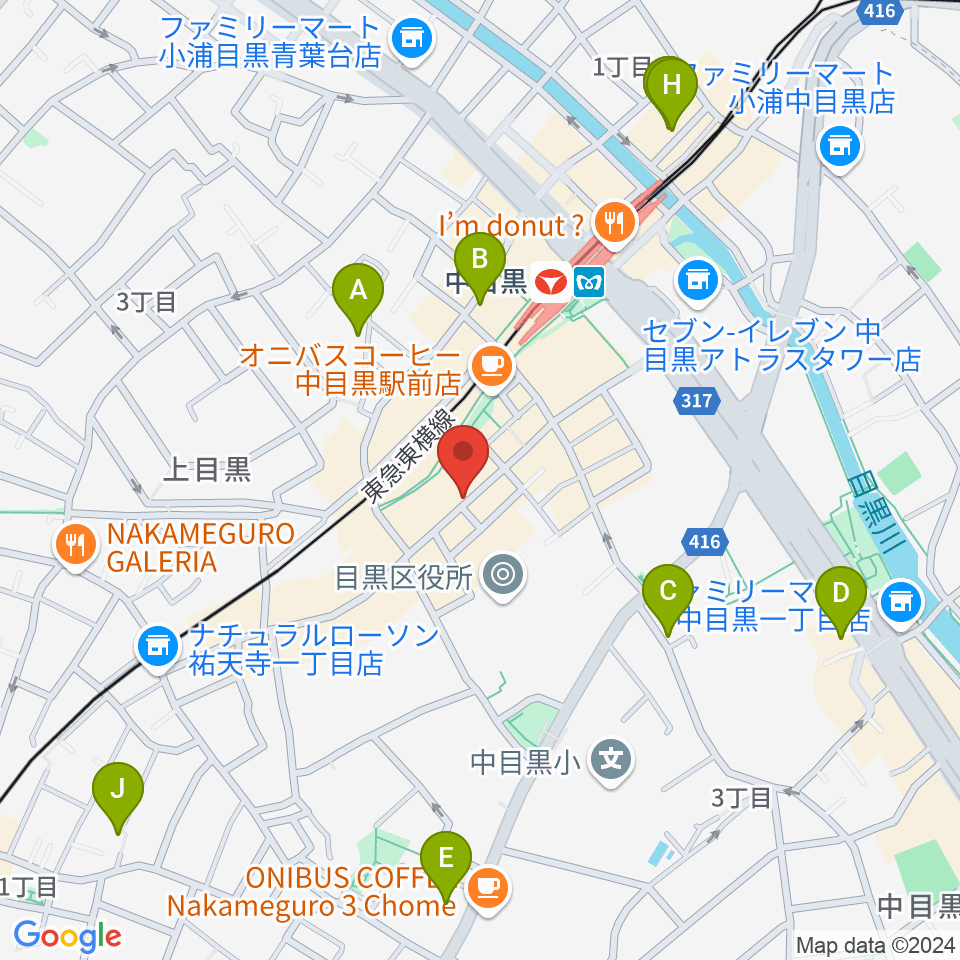 中目黒 楽屋周辺のホテル一覧地図