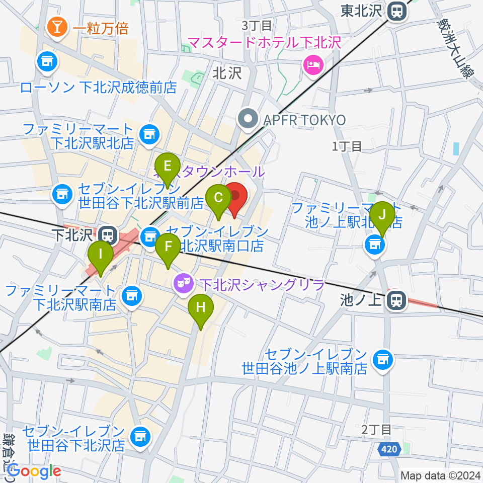 下北沢アンダーニース周辺のホテル一覧地図