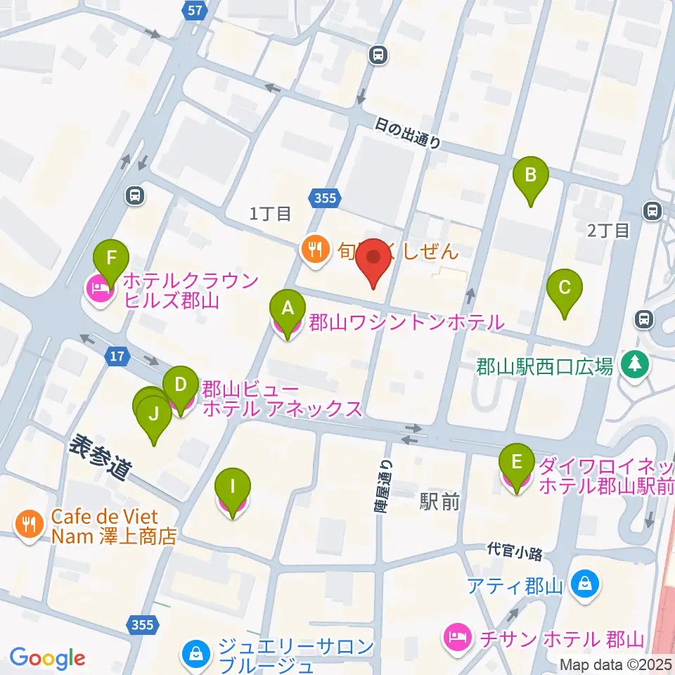郡山CLUB#9周辺のホテル一覧地図