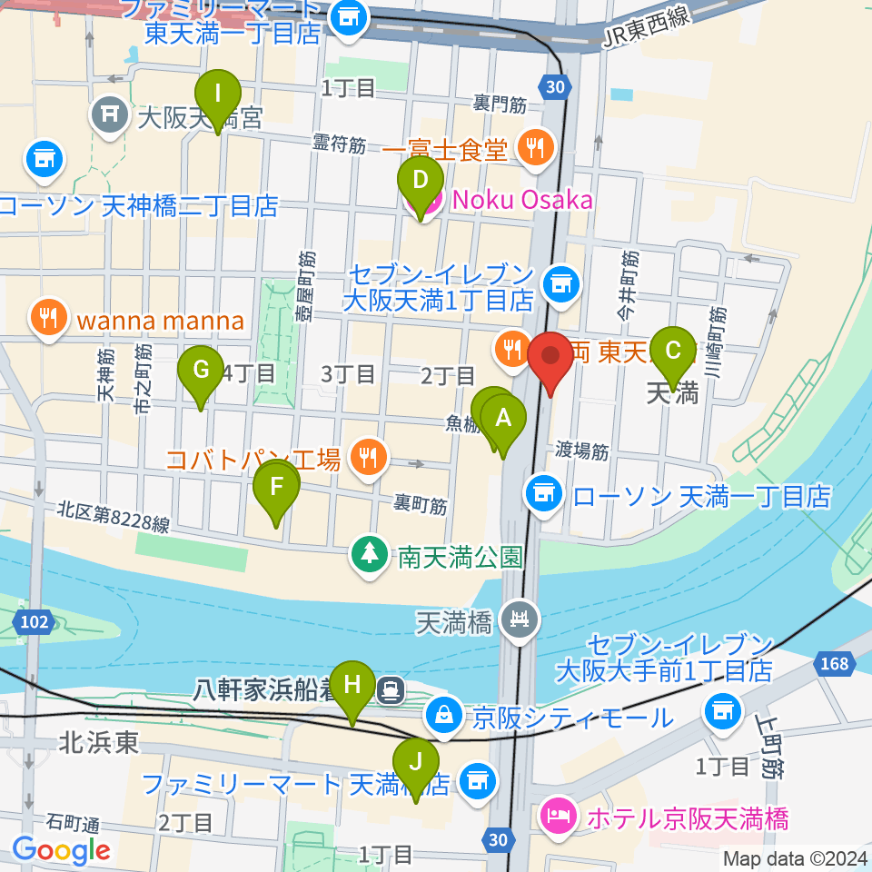 天満RAW TRACKS周辺のホテル一覧地図