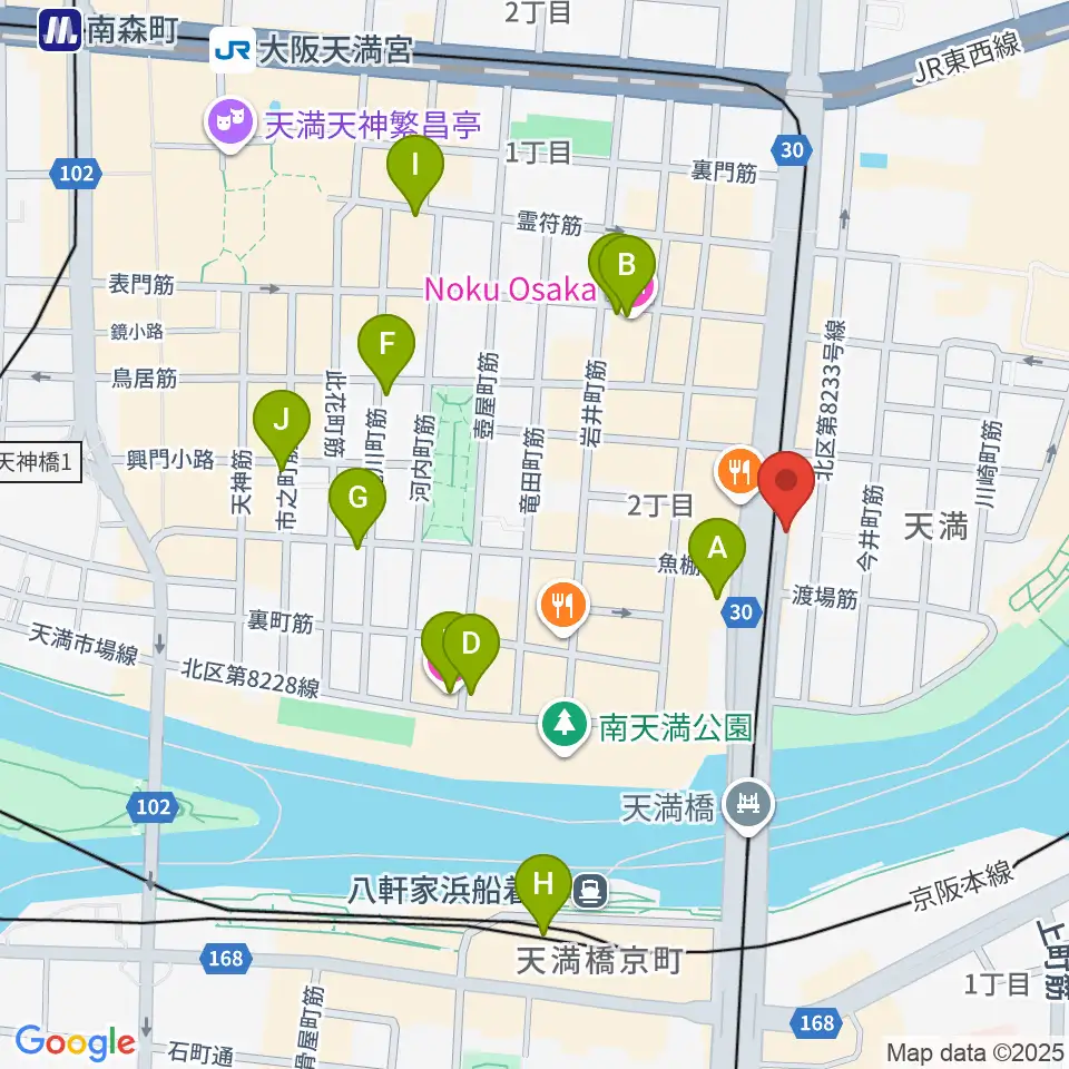 天満RAW TRACKS周辺のホテル一覧地図