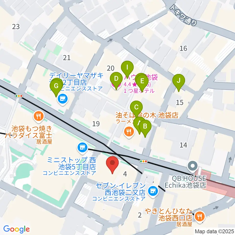Beeボーカルスクール池袋本校周辺のホテル一覧地図