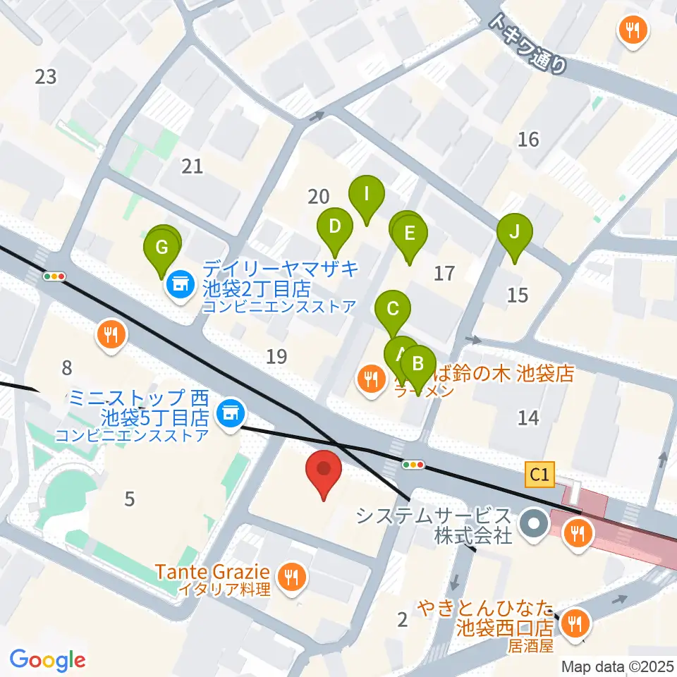 Beeボーカルスクール池袋本校周辺のホテル一覧地図