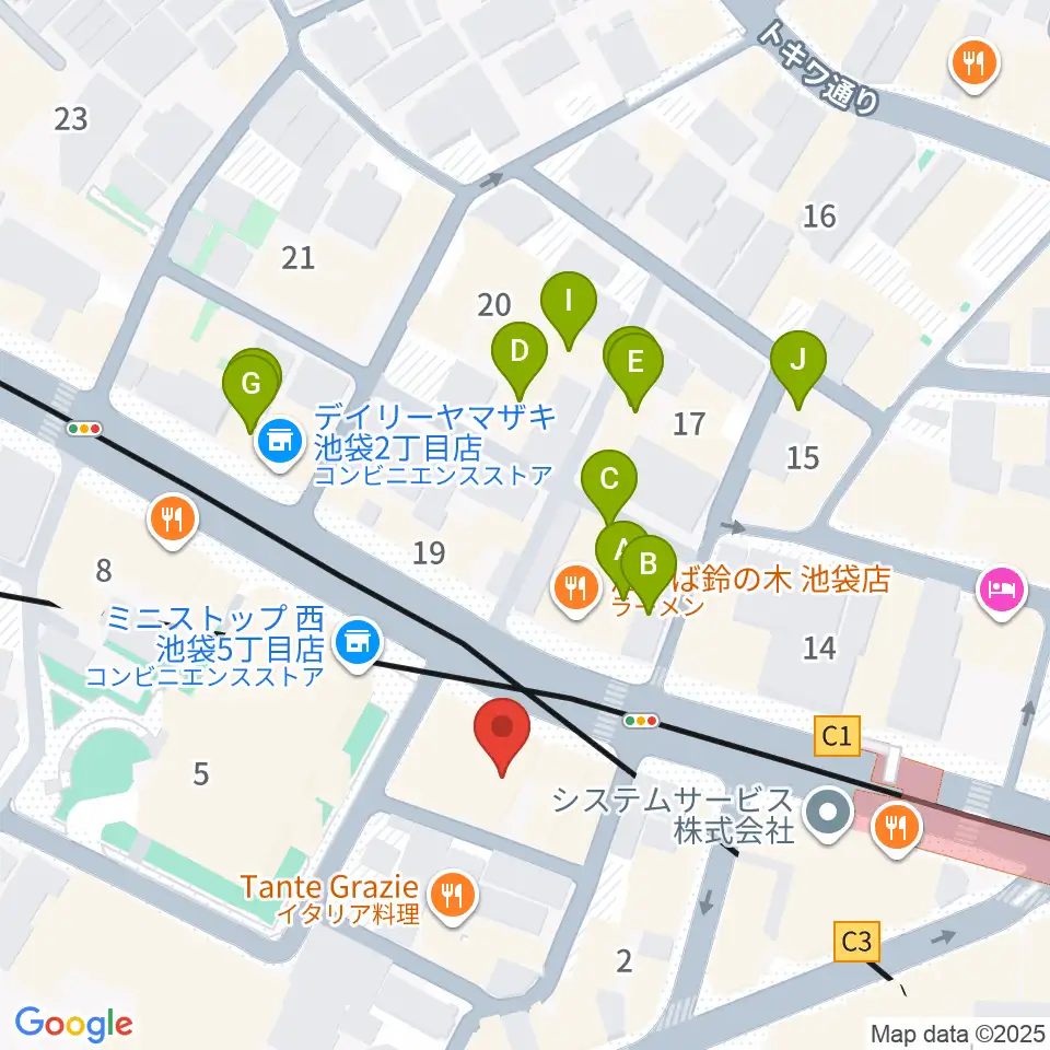 Beeボーカルスクール池袋本校周辺のホテル一覧地図