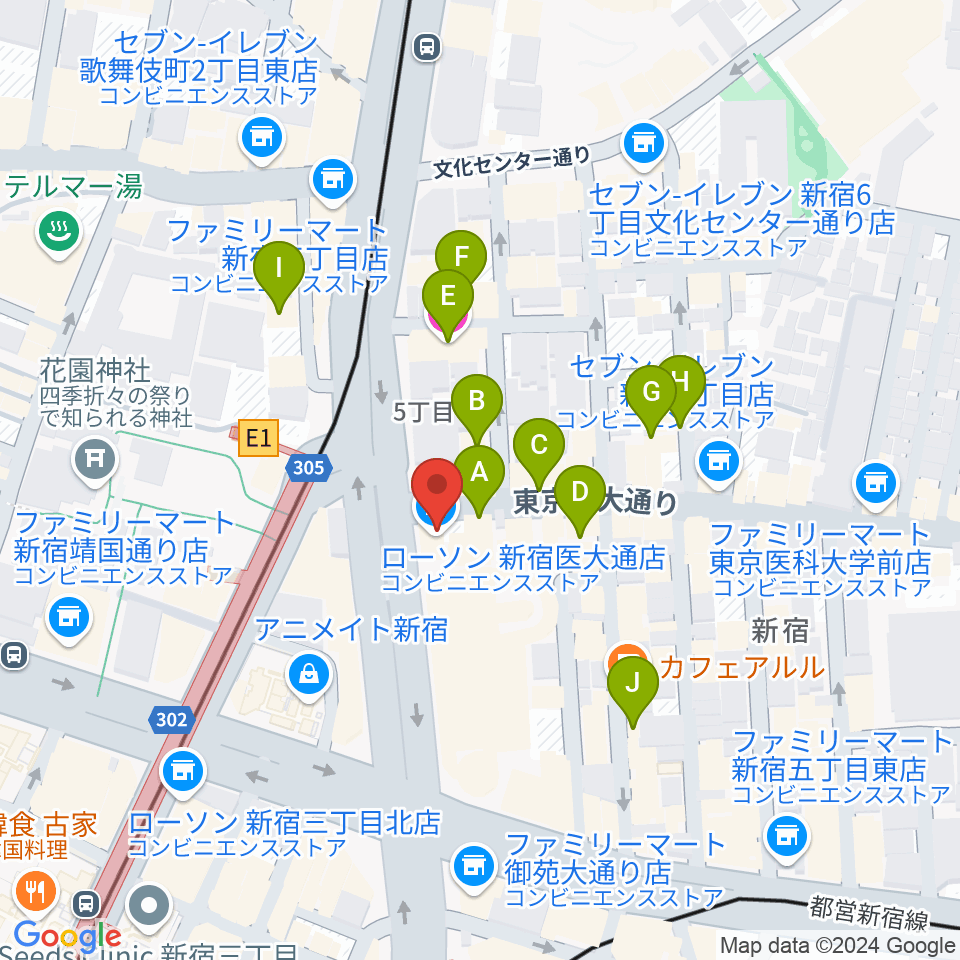 新宿SUNFACE周辺のホテル一覧地図