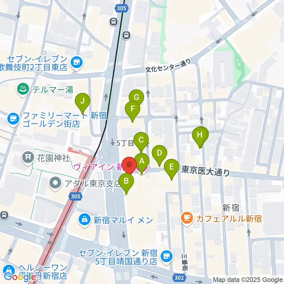 新宿SUNFACE周辺のホテル一覧地図