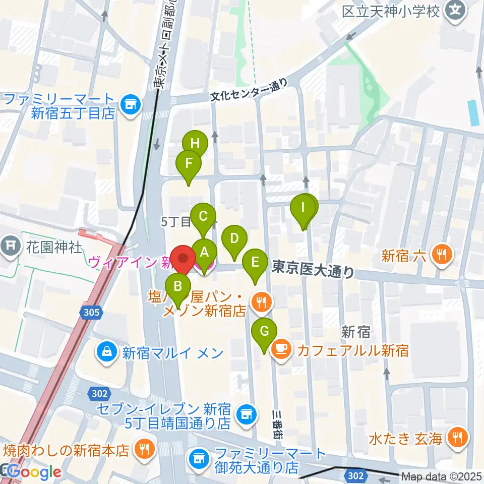 新宿SUNFACE周辺のホテル一覧地図