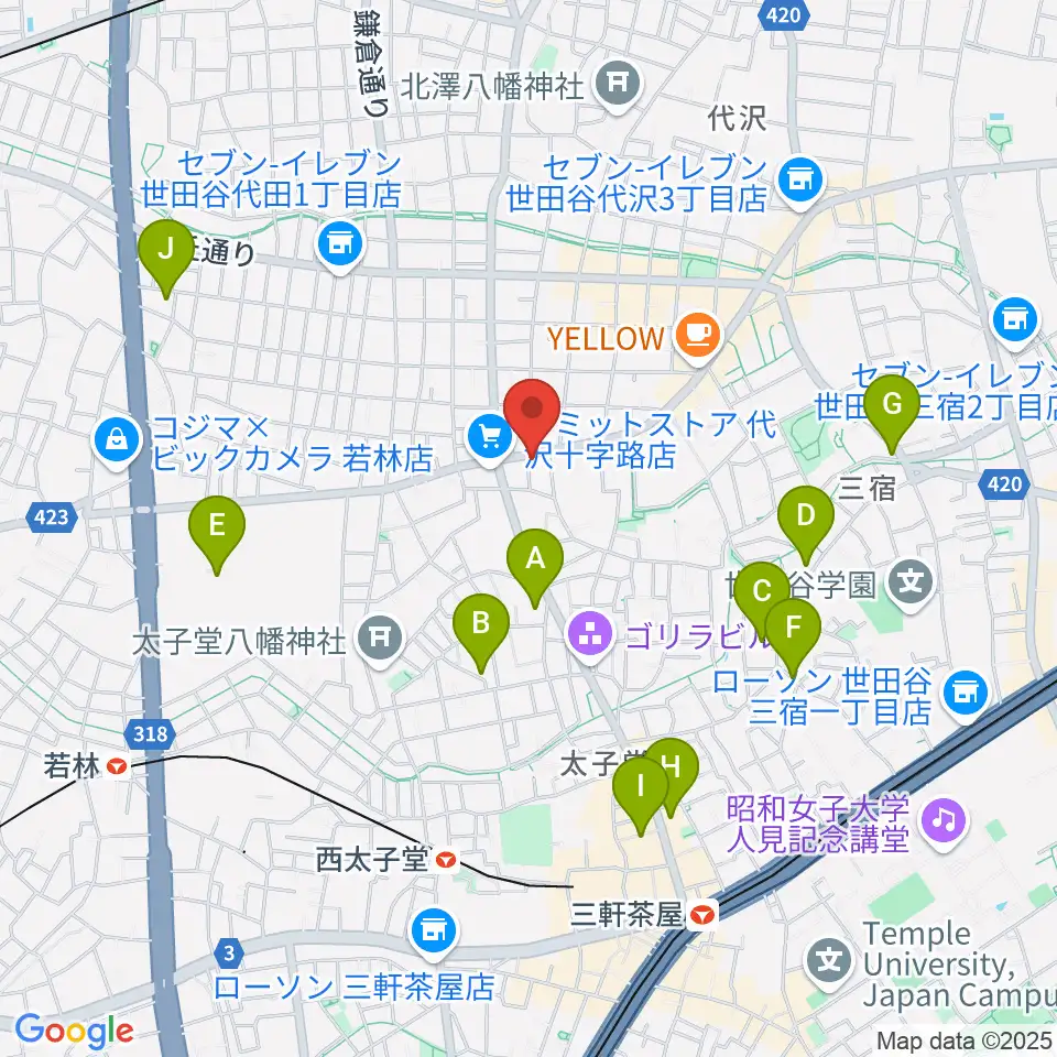 スタジオファミリア三軒茶屋店周辺のホテル一覧地図