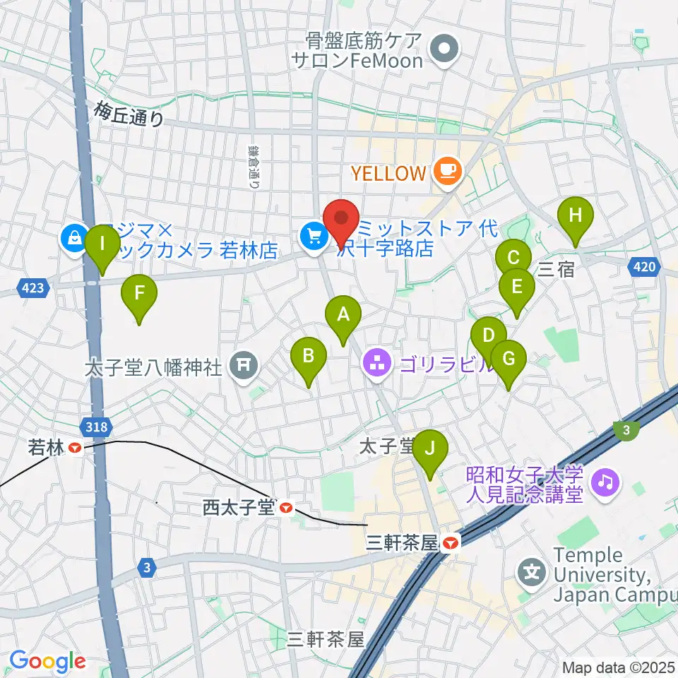 スタジオファミリア三軒茶屋店周辺のホテル一覧地図