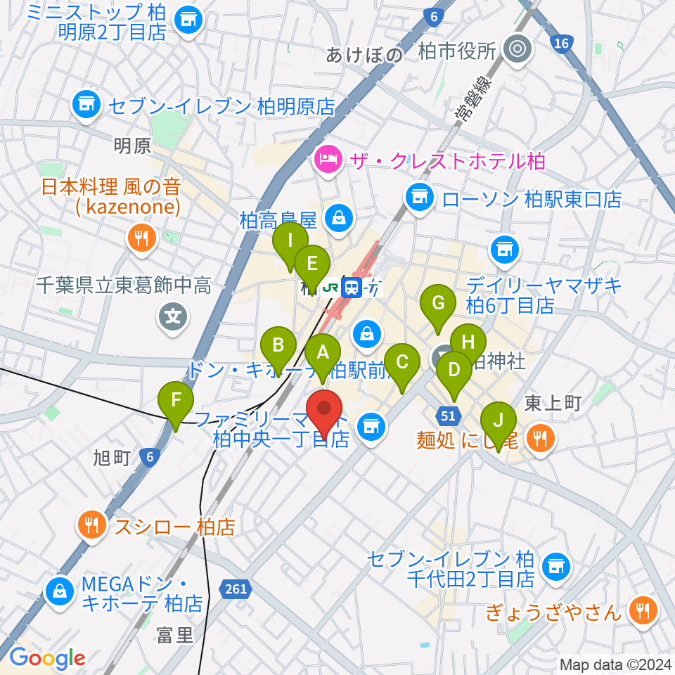 柏616&04周辺のホテル一覧地図