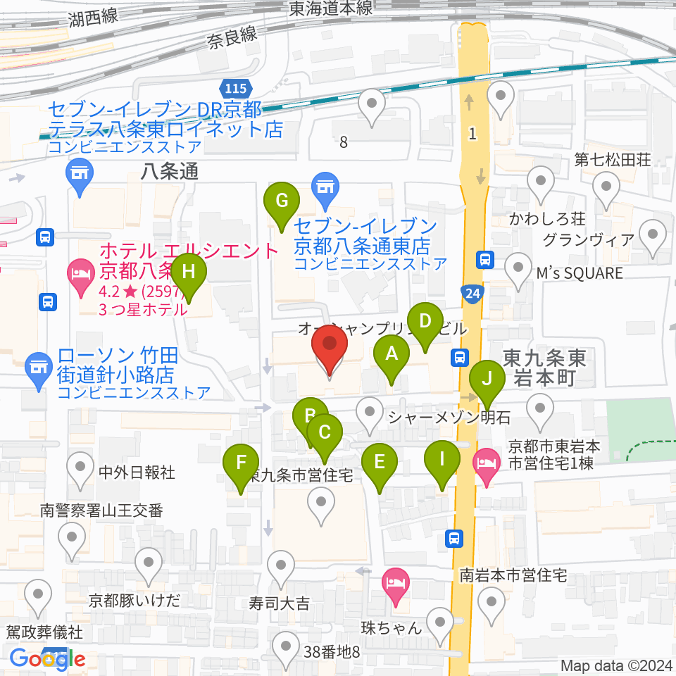 京都スタジオウェーブ周辺のホテル一覧地図