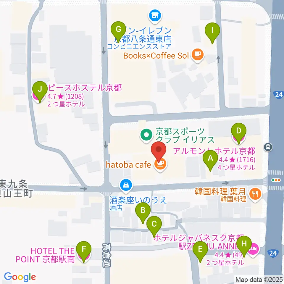 京都スタジオウェーブ周辺のホテル一覧地図