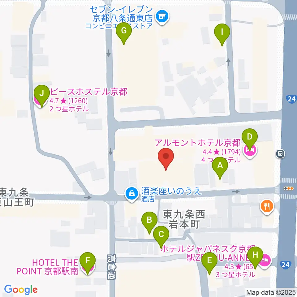 京都スタジオウェーブ周辺のホテル一覧地図