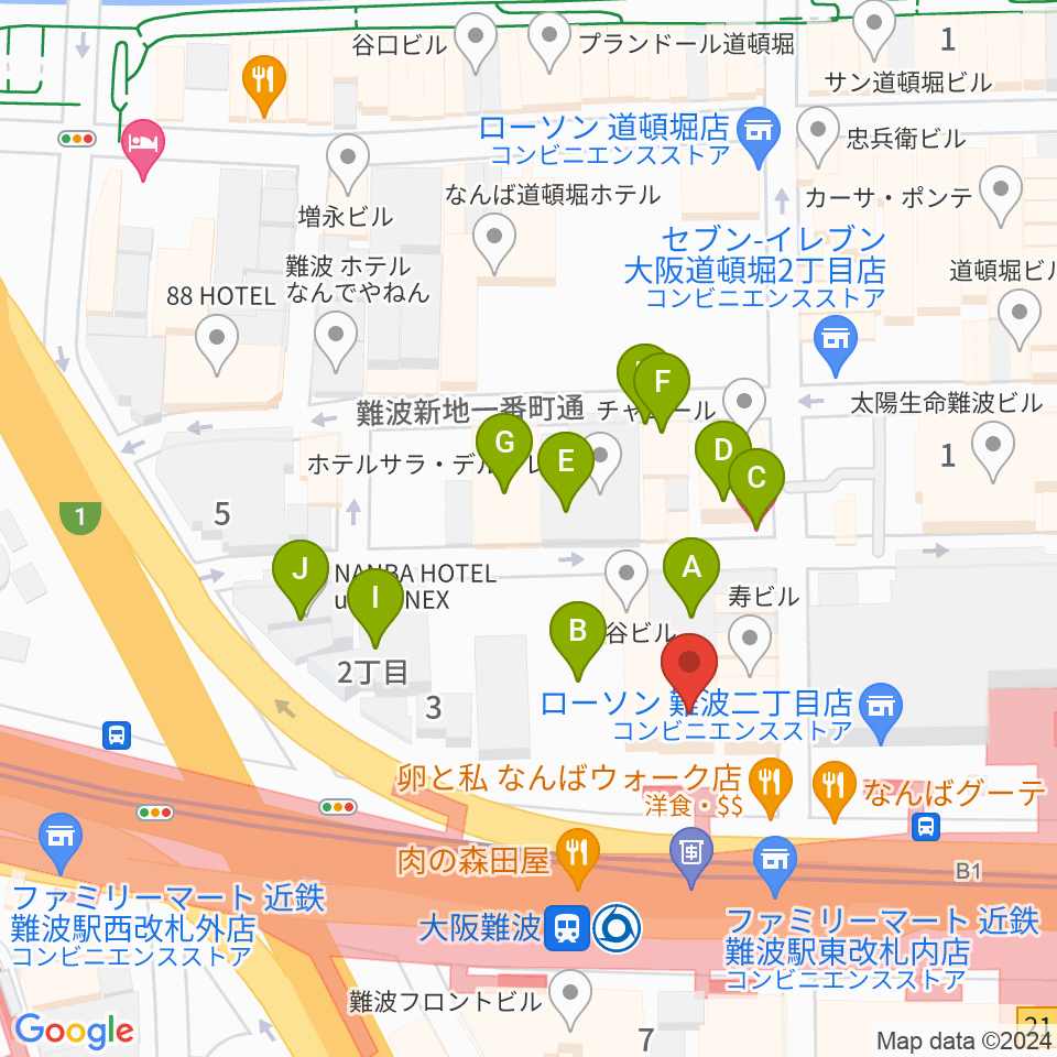 スタジオ246なんば周辺のホテル一覧地図