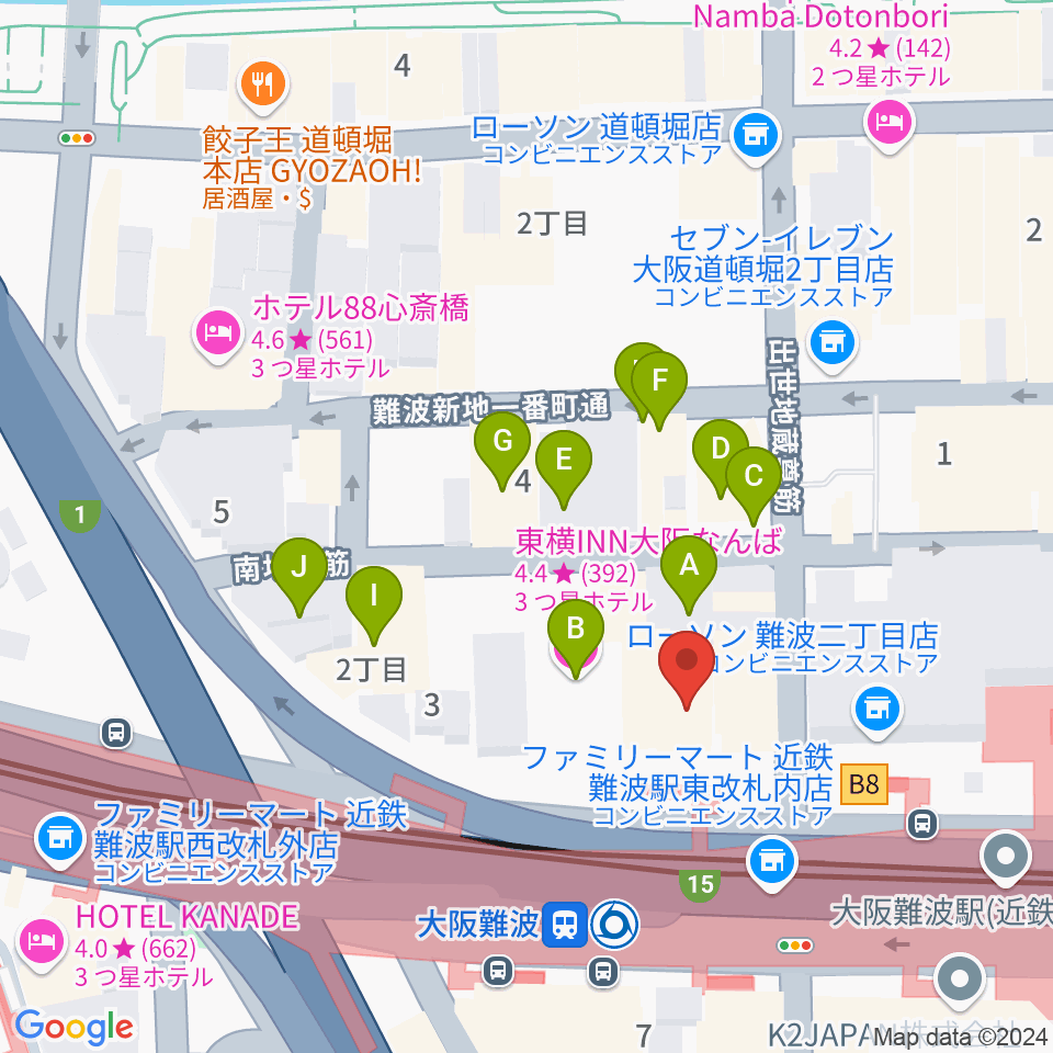 スタジオ246なんば周辺のホテル一覧地図