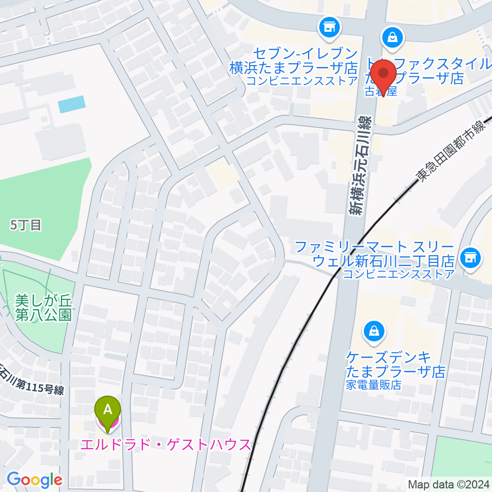 グレースハープ横浜たまプラーザ店周辺のホテル一覧地図