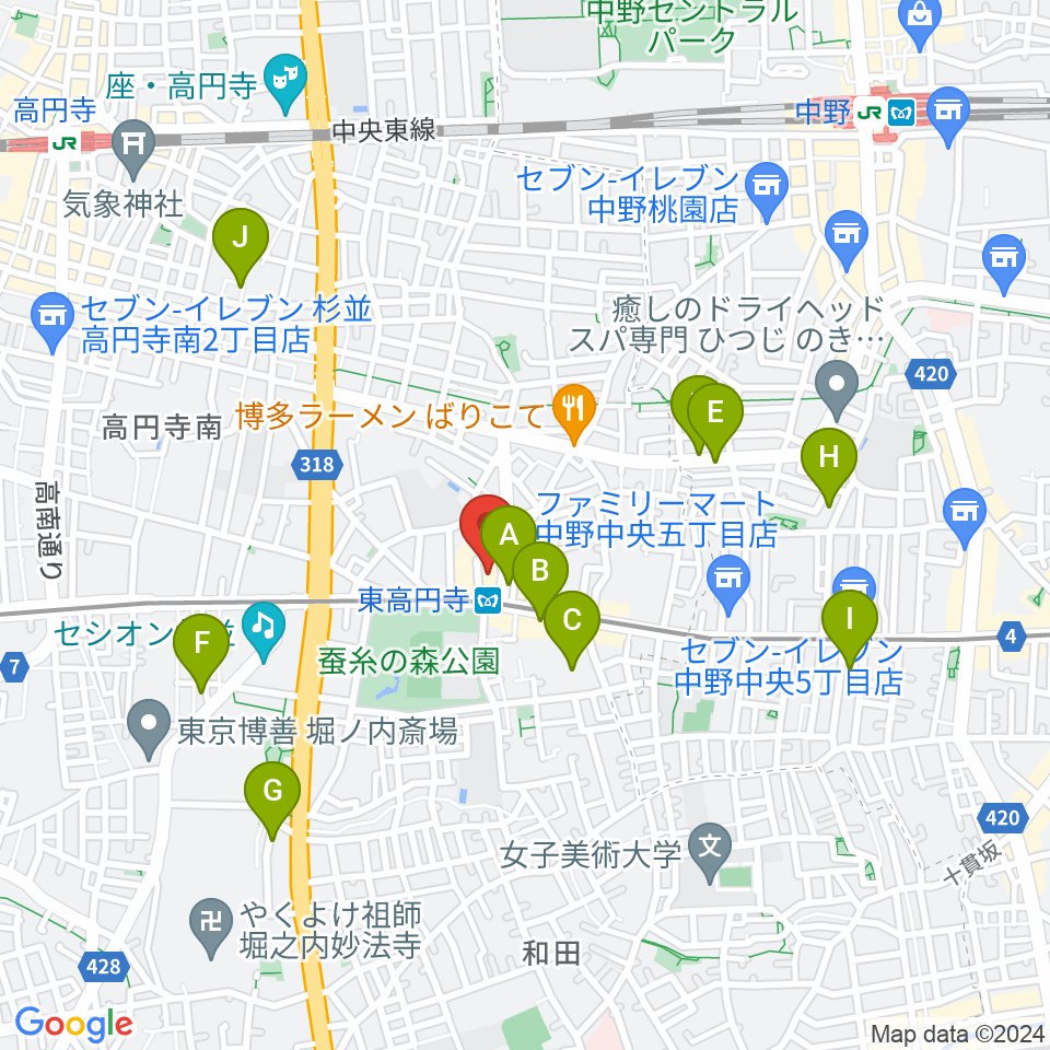 東高円寺ロサンゼルスクラブ周辺のホテル一覧地図