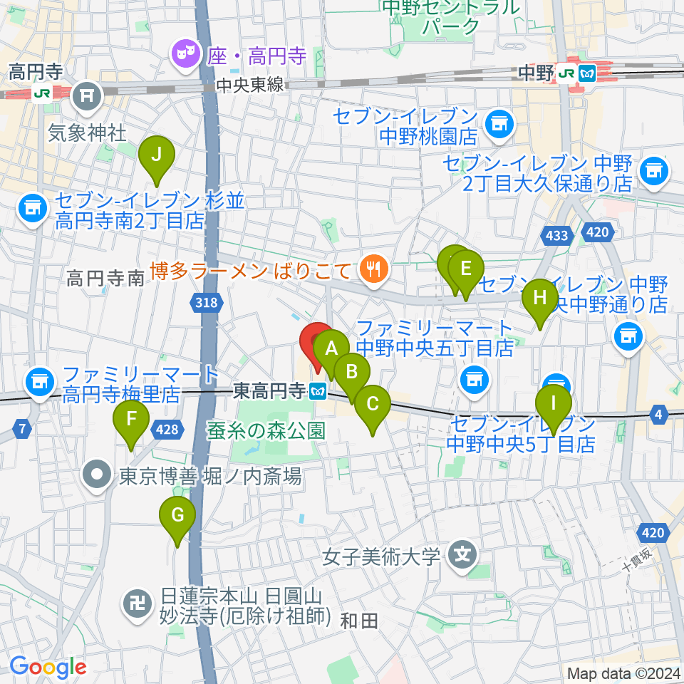 東高円寺ロサンゼルスクラブ周辺のホテル一覧地図