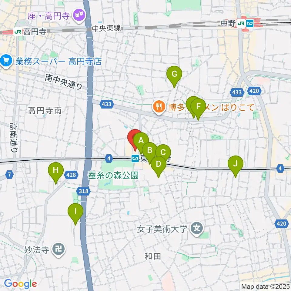 東高円寺ロサンゼルスクラブ周辺のホテル一覧地図