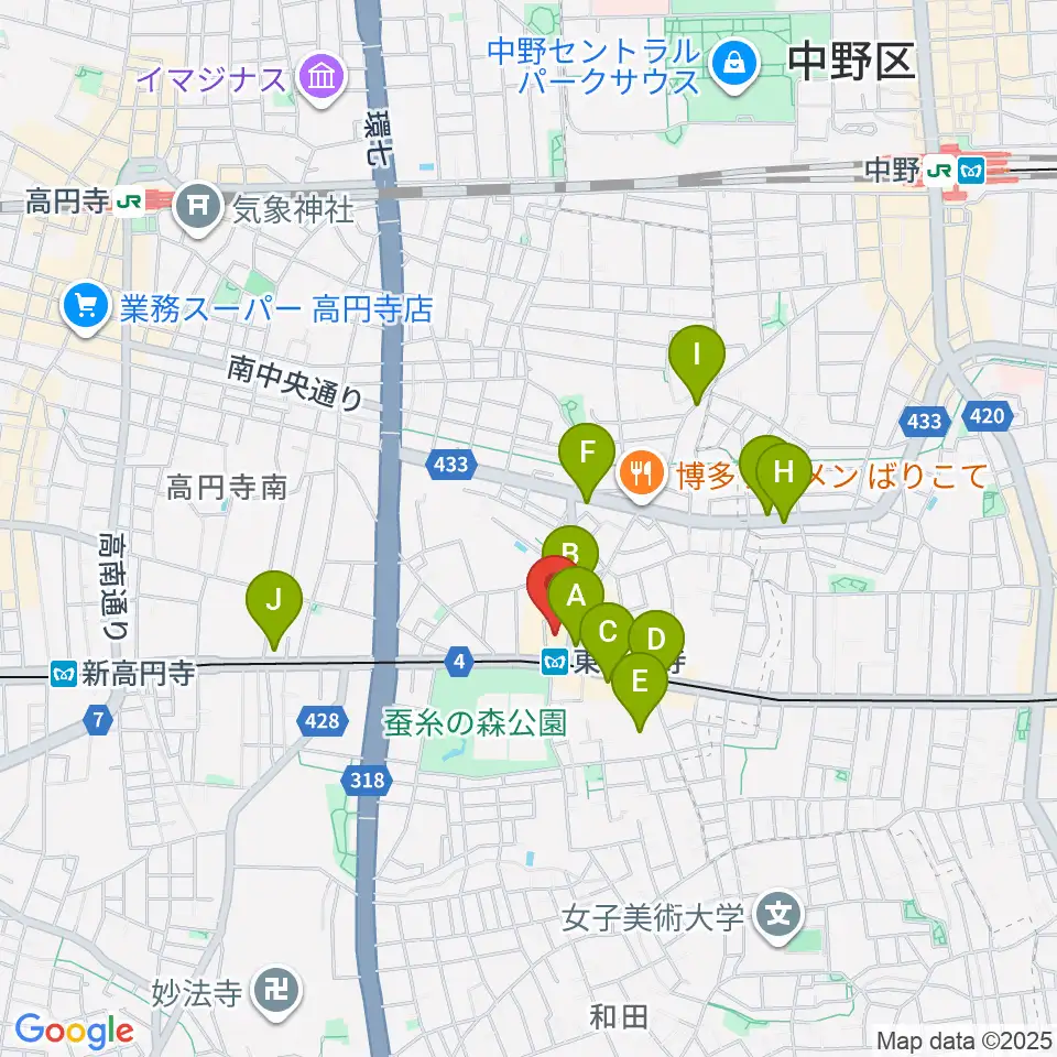 東高円寺ロサンゼルスクラブ周辺のホテル一覧地図