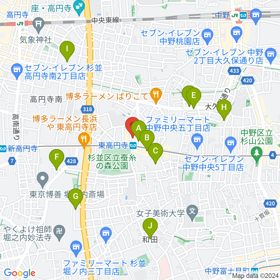 東高円寺ロサンゼルスクラブ スタジオ周辺のホテル一覧地図