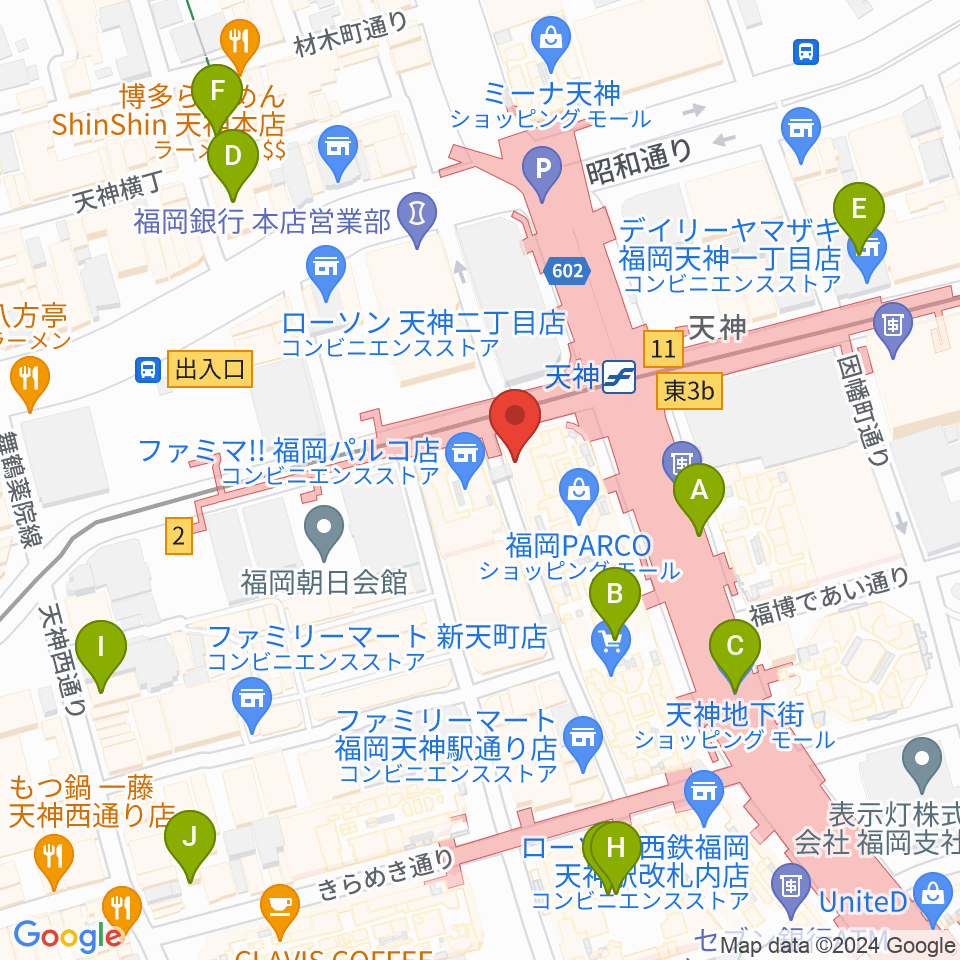 イシバシ楽器 福岡パルコ店周辺のホテル一覧地図