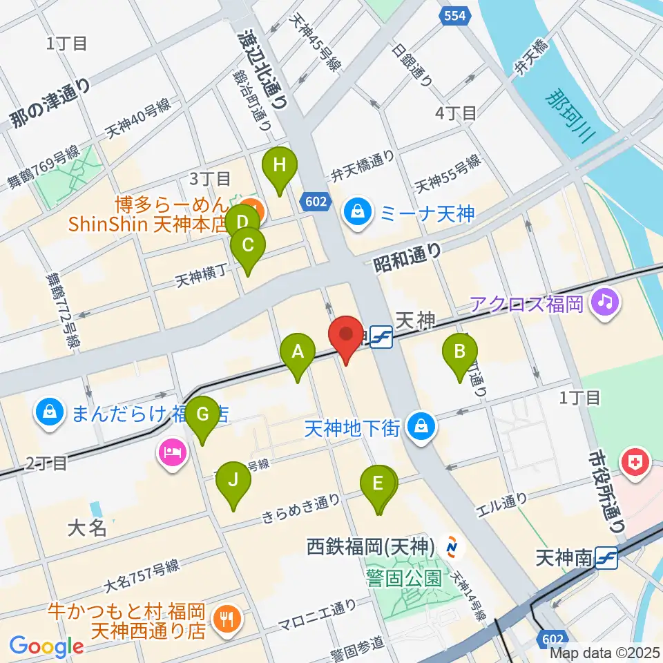 イシバシ楽器 福岡パルコ店周辺のホテル一覧地図