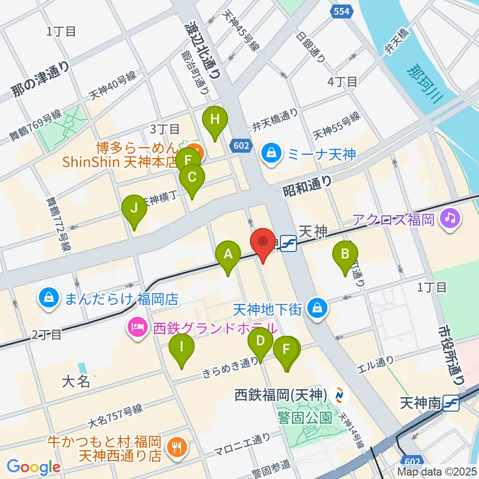 イシバシ楽器 福岡パルコ店周辺のホテル一覧地図