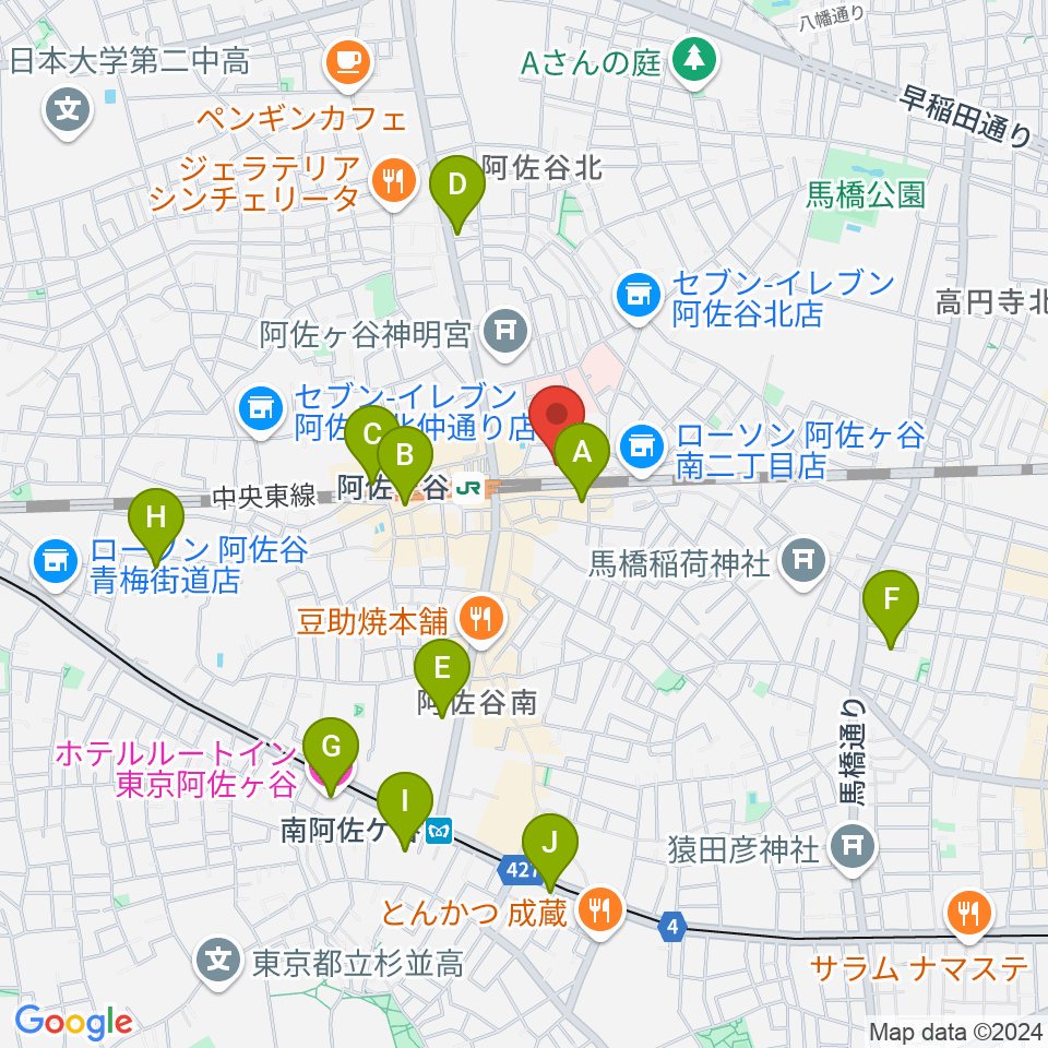 阿佐ヶ谷オイルシティ周辺のホテル一覧地図