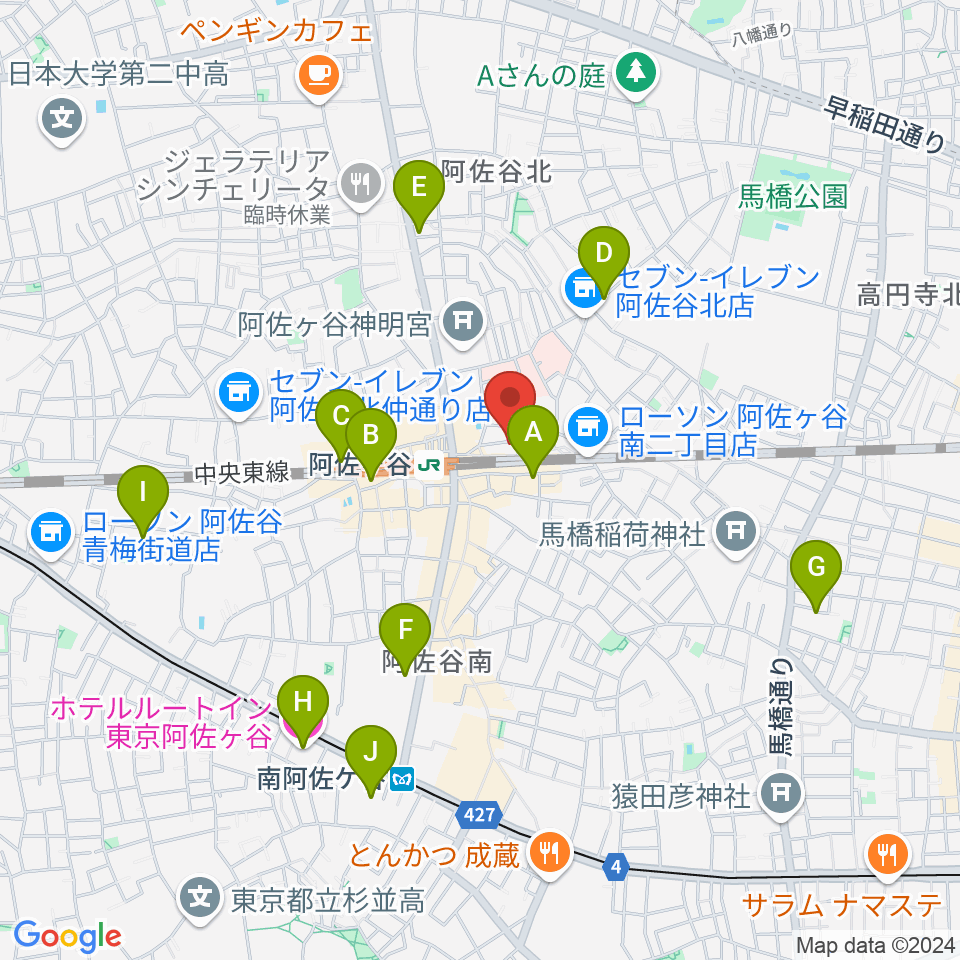 阿佐ヶ谷オイルシティ周辺のホテル一覧地図