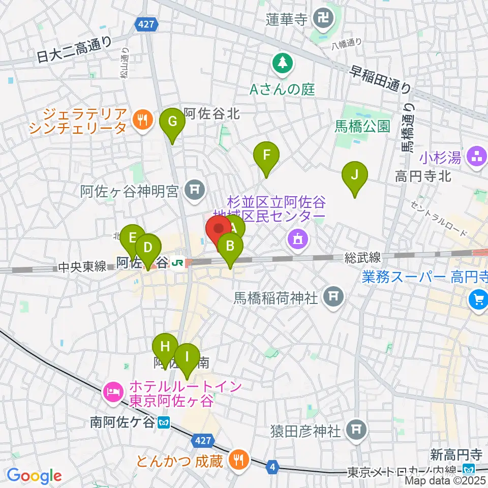 阿佐ヶ谷オイルシティ周辺のホテル一覧地図