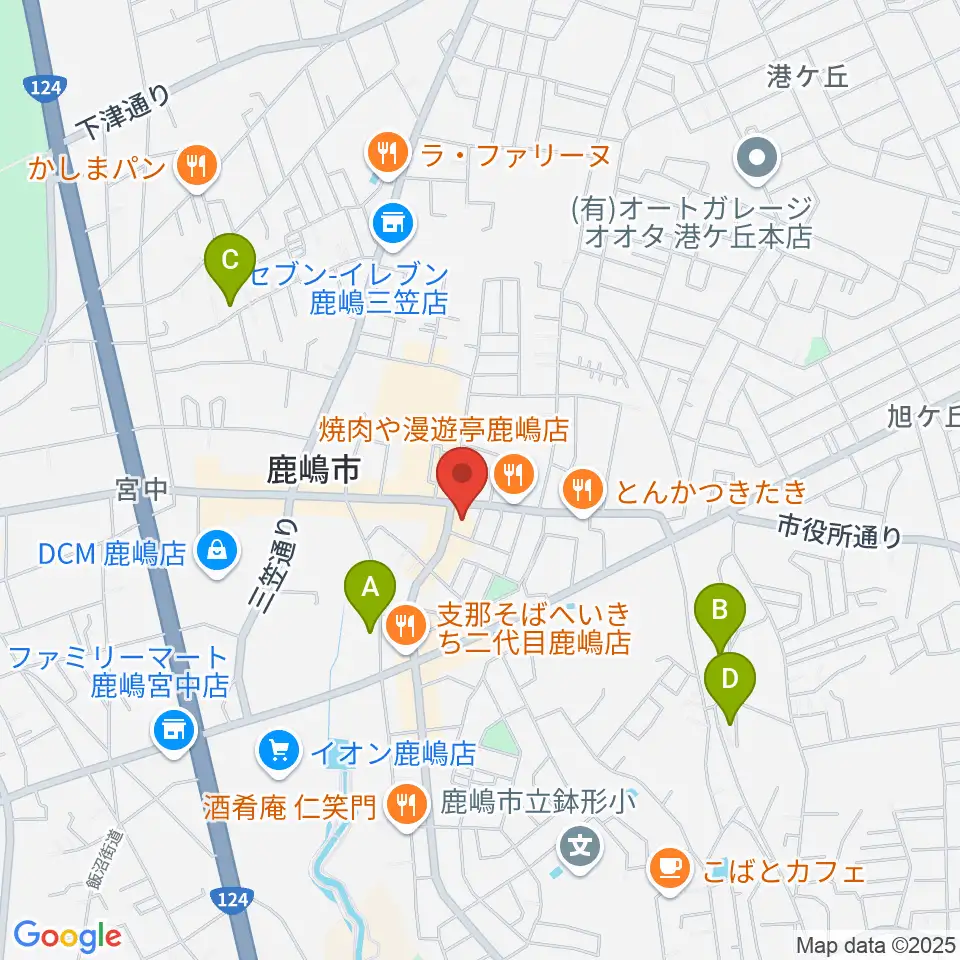 オワリヤ楽器 鹿島センター周辺のホテル一覧地図
