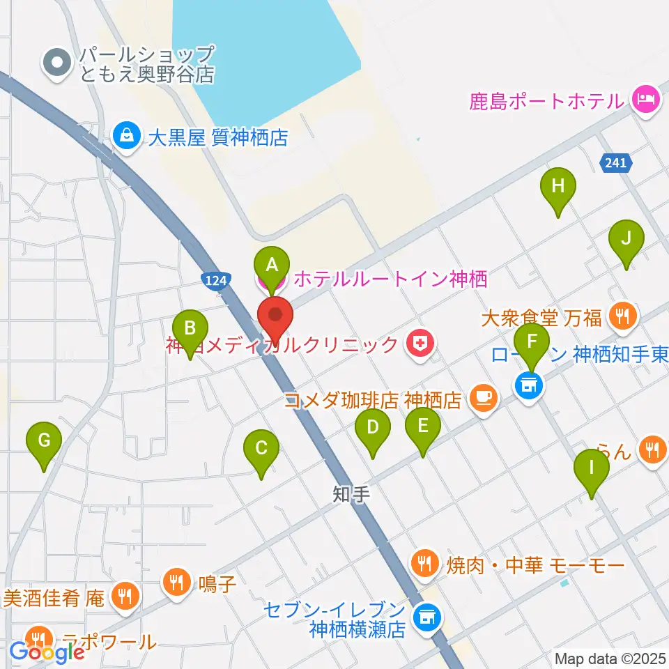 オワリヤ楽器 神栖支店周辺のホテル一覧地図