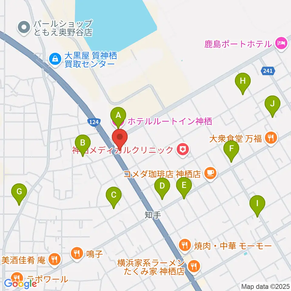 オワリヤ楽器 神栖支店周辺のホテル一覧地図
