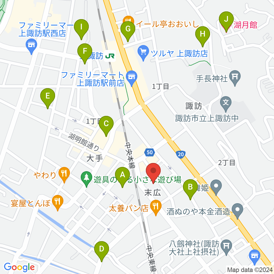 上諏訪ドアーズ周辺のホテル一覧地図