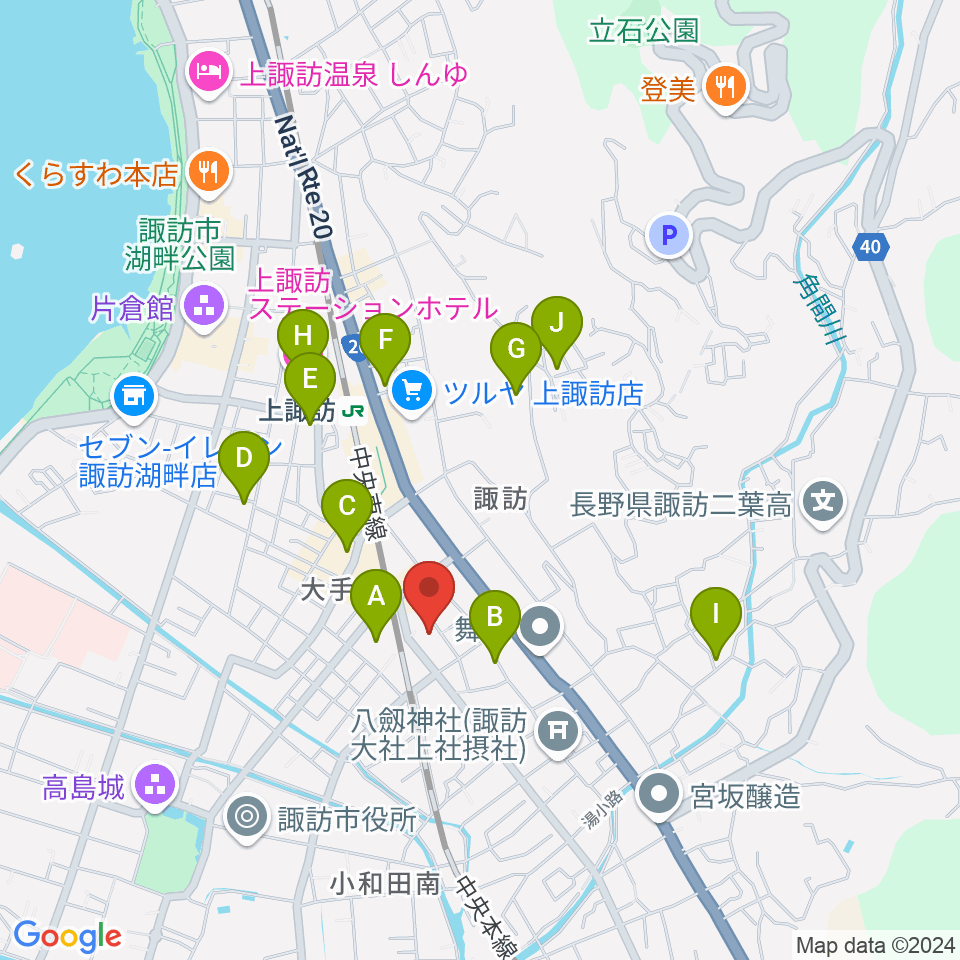 上諏訪ドアーズ周辺のホテル一覧地図