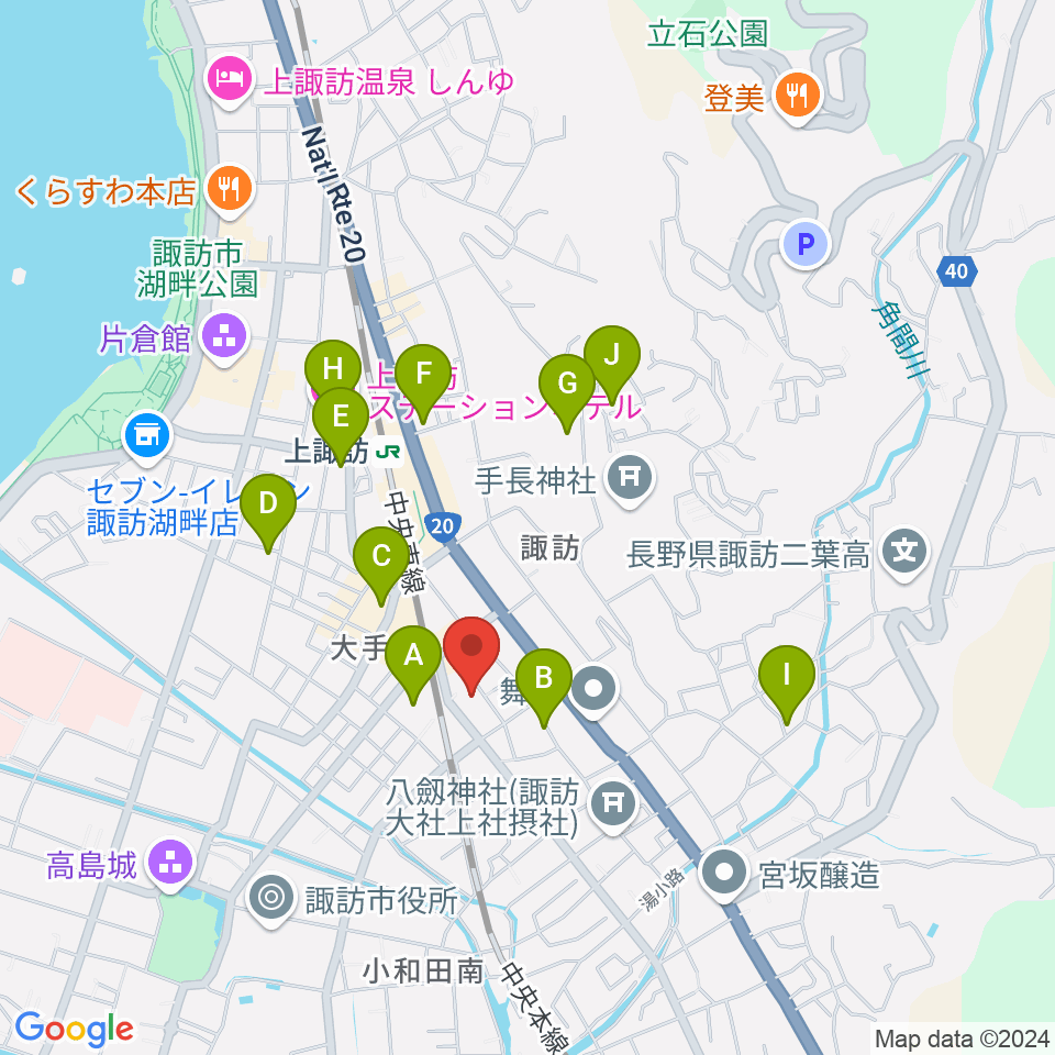 上諏訪ドアーズ周辺のホテル一覧地図