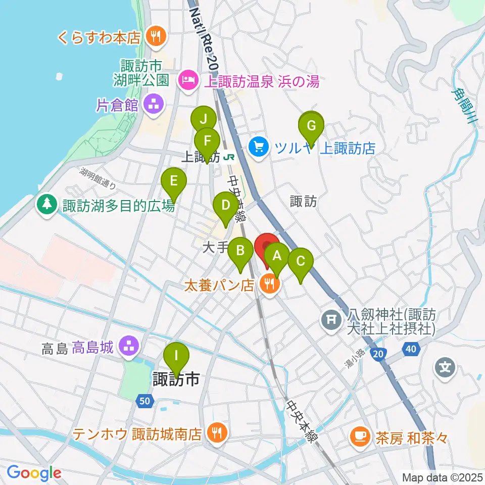 上諏訪ドアーズ周辺のホテル一覧地図
