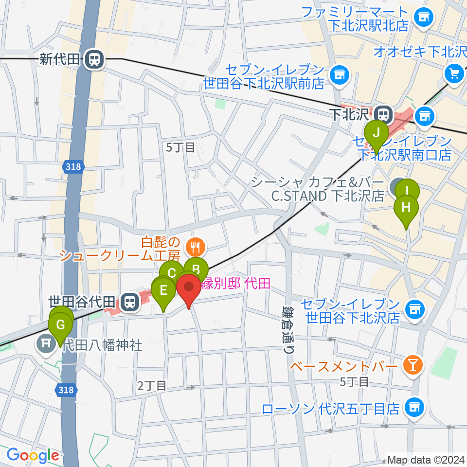 グラスホッパー・ギターズ周辺のホテル一覧地図