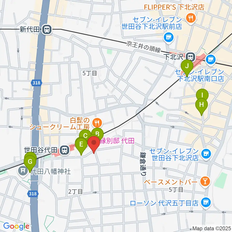 グラスホッパー・ギターズ周辺のホテル一覧地図