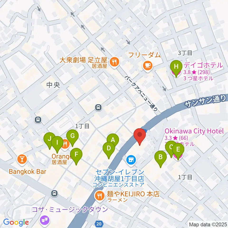 普久原楽器周辺のホテル一覧地図
