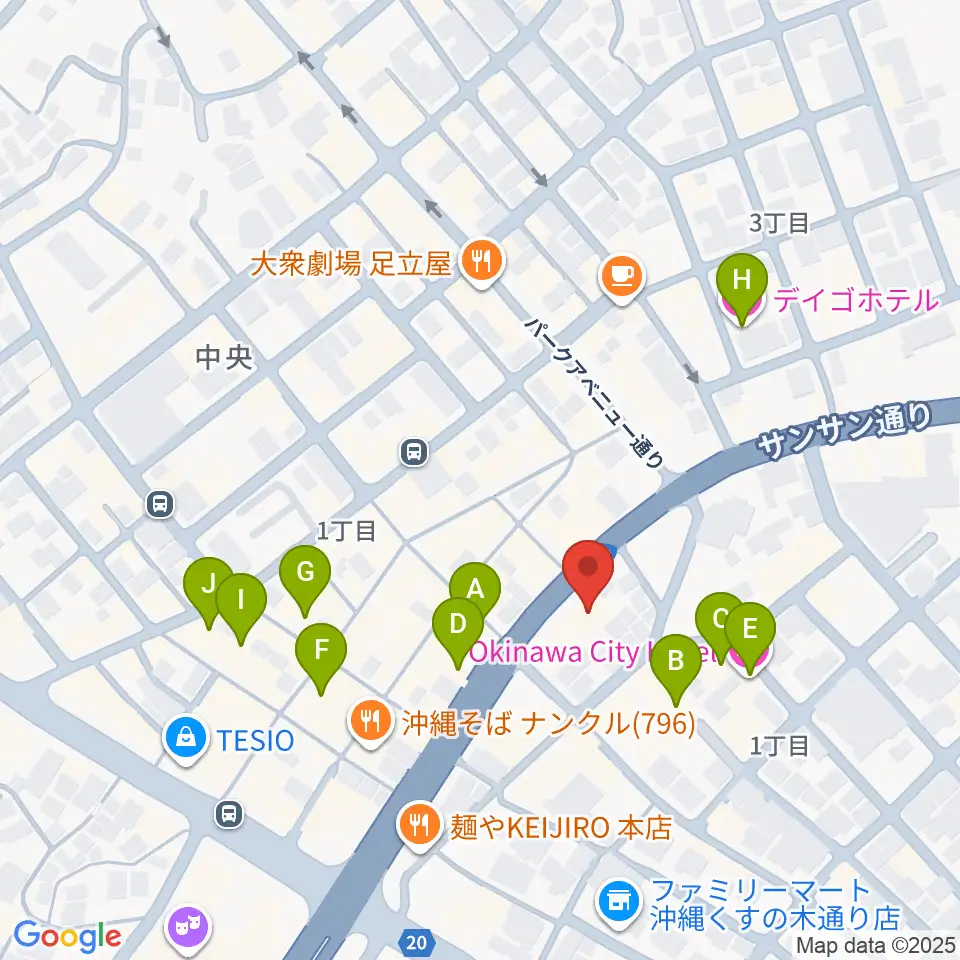 普久原楽器周辺のホテル一覧地図