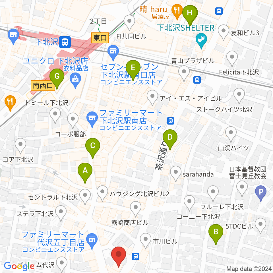 下北沢ReG周辺のホテル一覧地図
